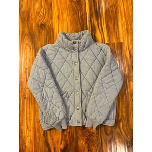 Wild Fable Light Blue Quilted Button Front Mock Neck Jacket Womens Size Medium
